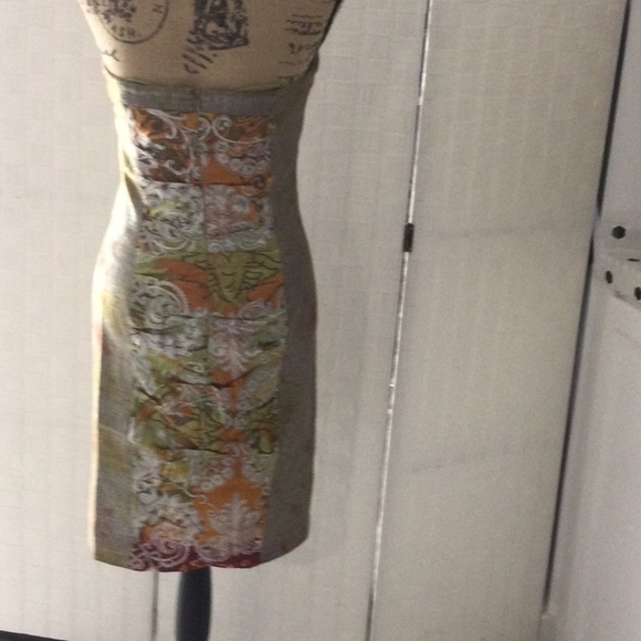 Strapless Dress by Nicole Miller size 8 color gold sliver and orange silk. #203 - Picture 2 of 8